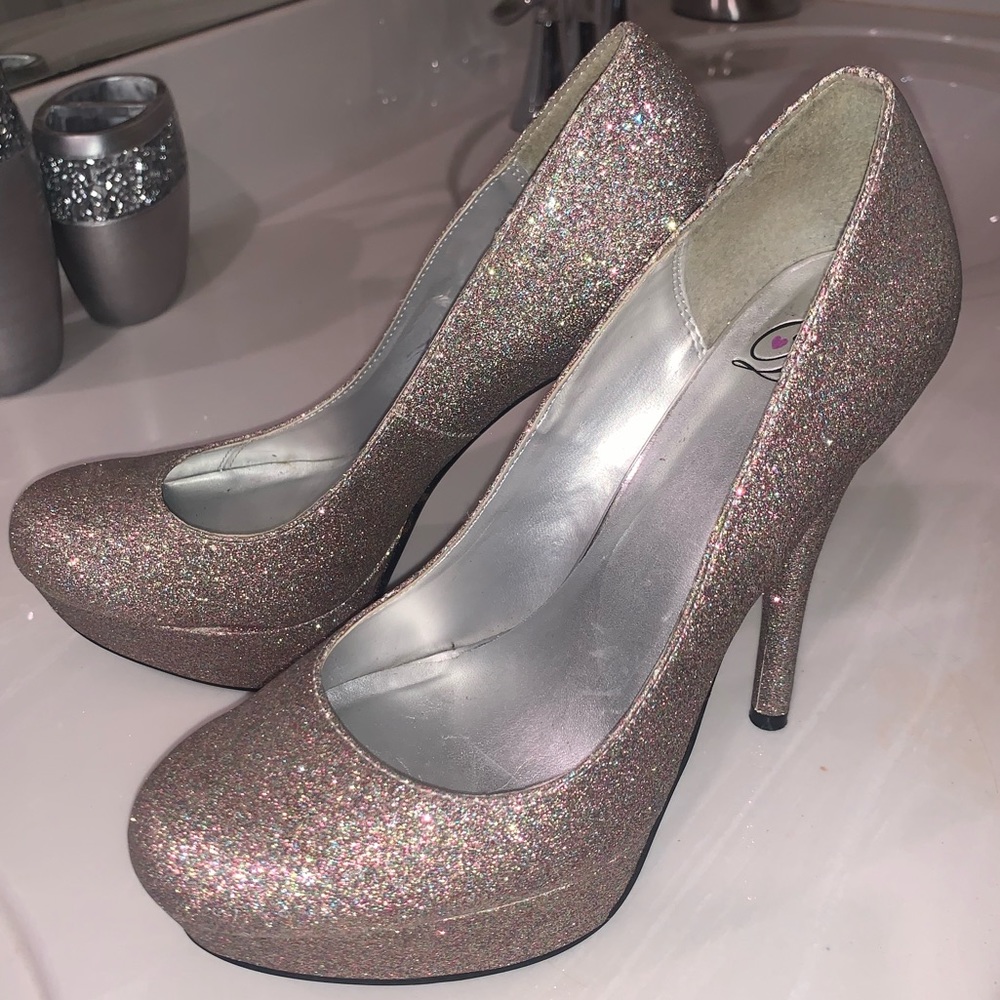 NYE Multi-Color Champagne Glitter Sparkle Platform Heels